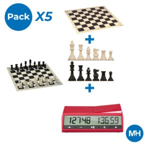 Lote conjunto de ajedrez de piezas ligeras x5 y reloj DGT 2500 x5