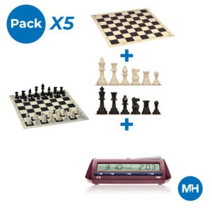 Lote conjunto de ajedrez de piezas ligeras x5 y reloj DGT 2010 x5